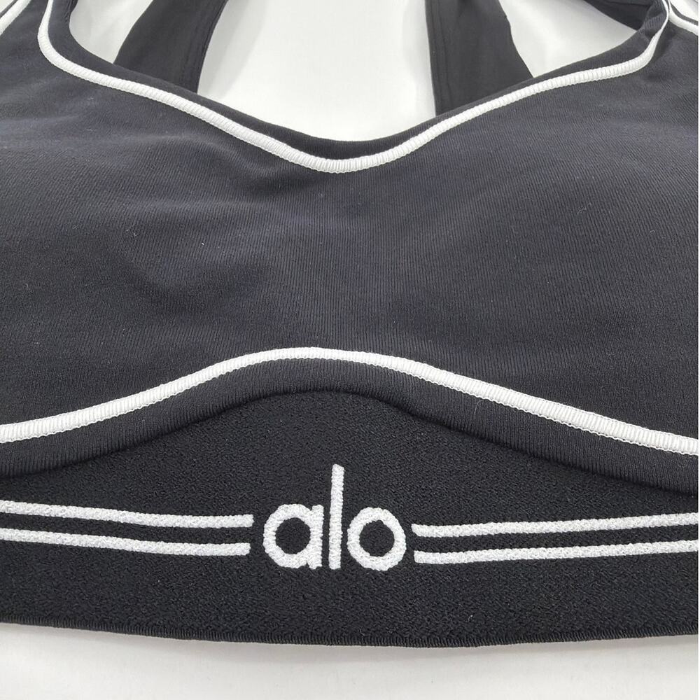 Alo Yoga Black White Airbrush Heart Throb Bra Size XXS - Picture 4 of 9